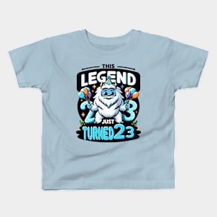 "Yeti's 23rd Birthday Bash" - Festive Cartoon Celebration Design Kids T-Shirt